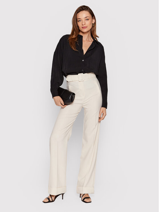 Pantaloni di tessuto P3L4DHFC Beige Relaxed Fit