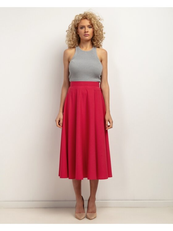 Tessita Tessita Spódnica midi SPÓDNICA_T440 _5_M Czerwony Flared Fit