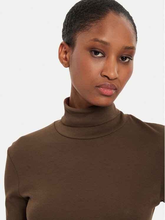 United Colors Of Benetton Pull a col roule 3GA2E2224 Marron Slim Fit Modivo