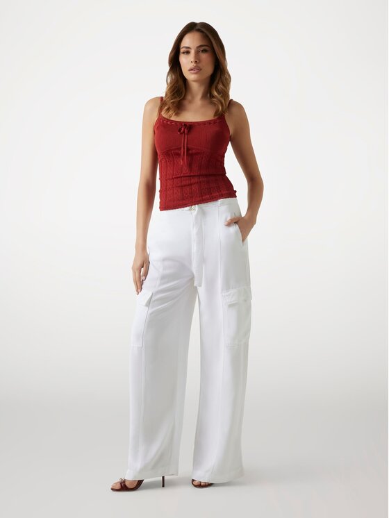 Guess Guess Kalhoty z materiálu 172575 Bílá Slim Fit