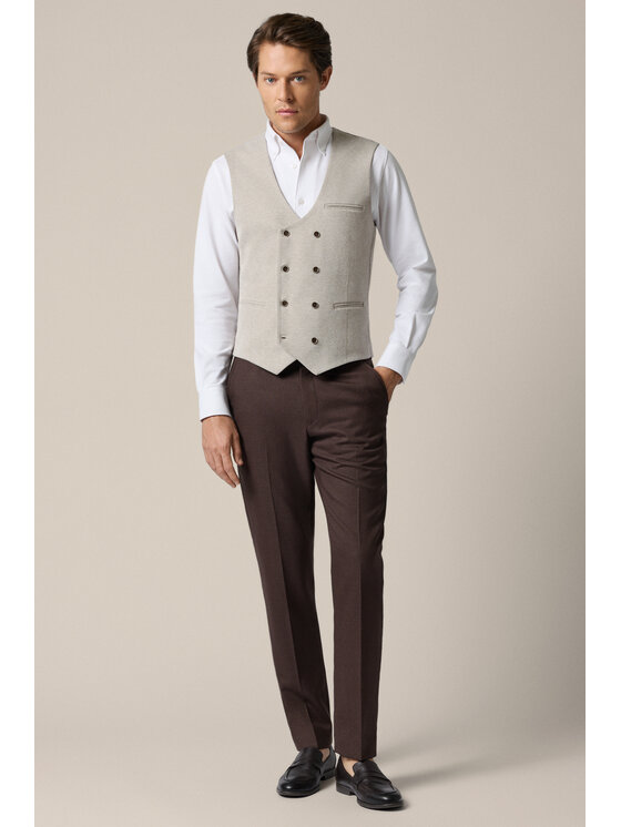 Lancerto Lancerto Kamizelka garniturowa Montefalco KA131126000002 Beżowy Slim Fit