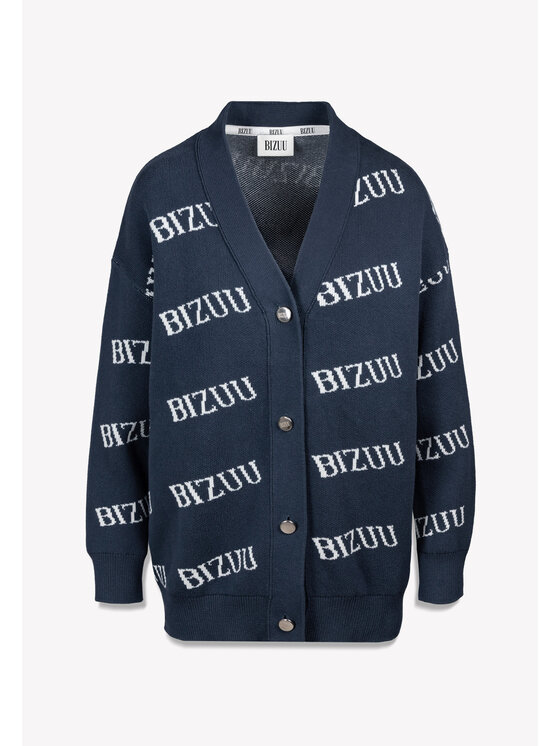BIZUU BIZUU Kardigan KYLE LOGO OVERSIZED Modrá Standard Fit