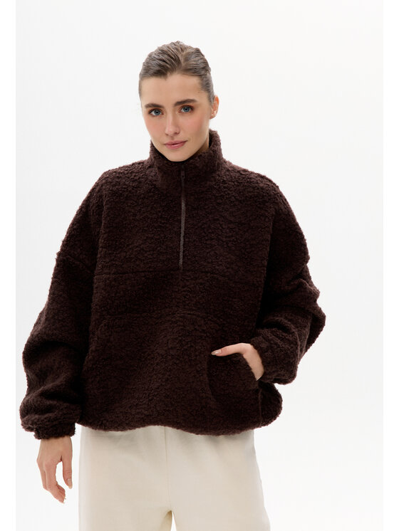 Mirons Mirons Bluza baranek Brązowy Oversize