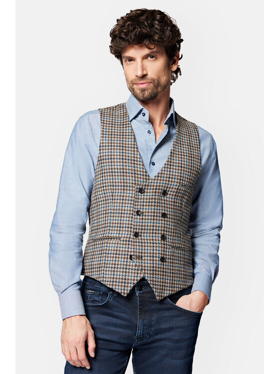 Lancerto Lancerto Kamizelka Flora 2 KA099222000001 Brązowy Slim Fit