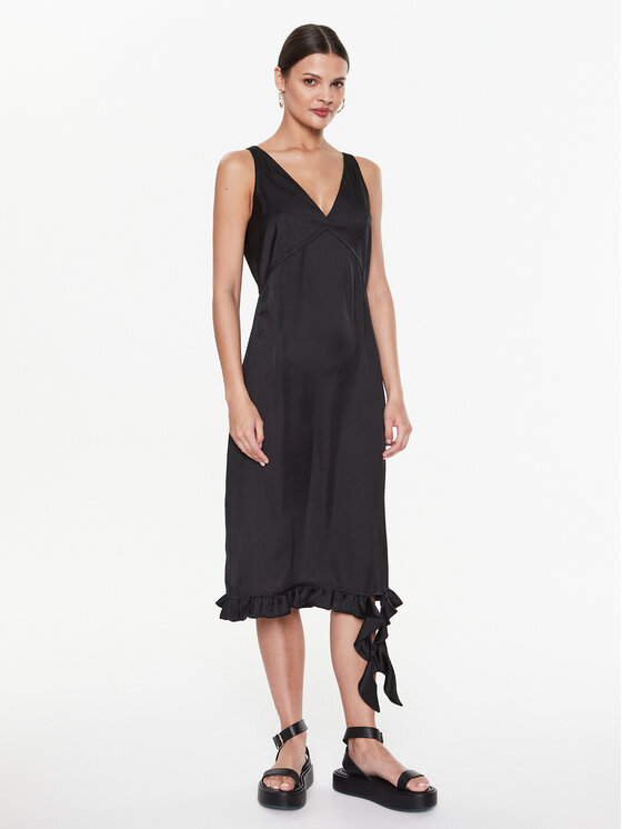 Remain Remain Коктейльна сукня Light Satin Frill RM2212 Чорний Regular Fit