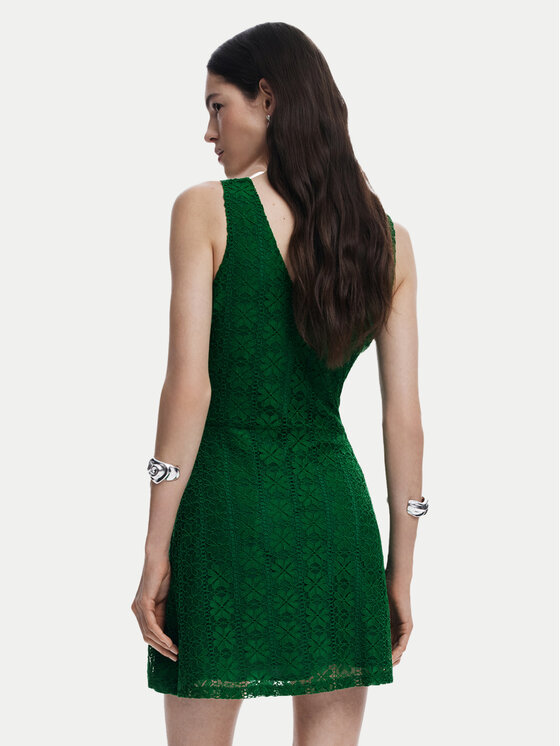 Desigual Desigual Abito da cocktail 25SWVW53 Verde Slim Fit