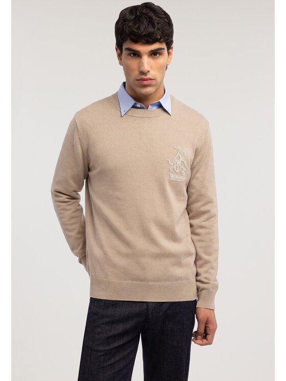Trussardi Trussardi Sweter M0628000067N012 Kremowy Regular Fit