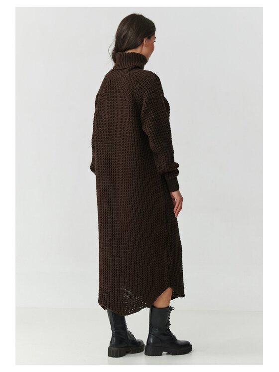 Makadamia Makadamia Sukienka dzianinowa S162 Brązowy Loose Fit