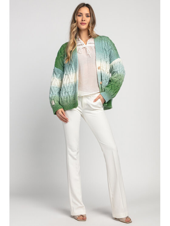 Fobya Fobya Kardigan F1972 Zielony Basic Fit