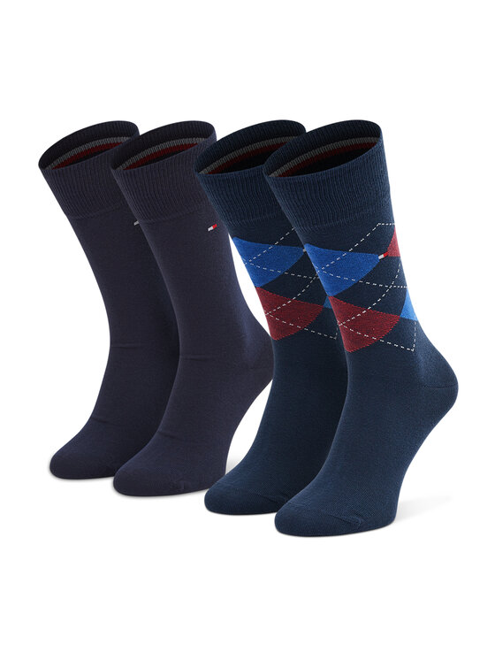 Tommy Hilfiger Tommy Hilfiger 2 pár hosszú szárú férfi zokni 100001495 Sötétkék