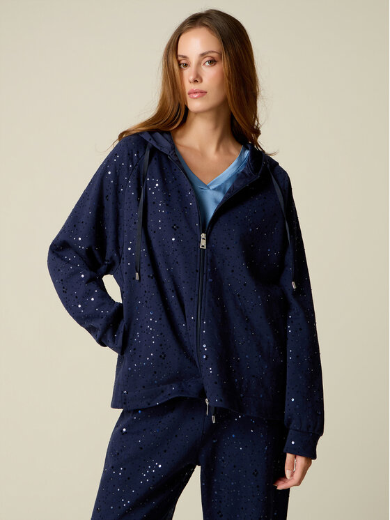 Oltre Oltre Bluza G834J004552N034 Niebieski Over Fit