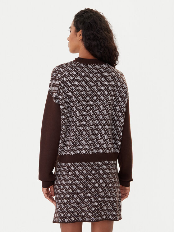 Guess Guess Bluză cu gât W5BR23 Z3JD2 Maro Relaxed Fit