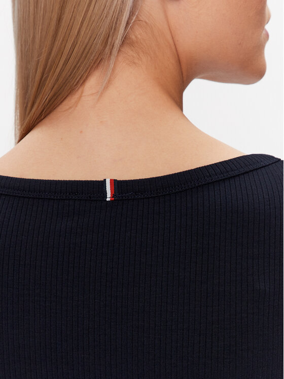 Tommy Hilfiger Tommy Hilfiger Bluzka WW0WW38869 Granatowy Slim Fit