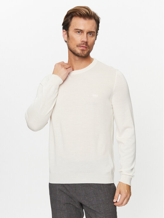 BOSS Boss Džemper Botto-L 50476364 Écru Regular Fit
