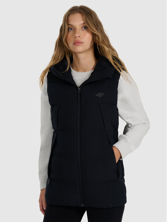 4F 4F Kamizelka MIDSHOP TEXTILE Czarny Regular Fit