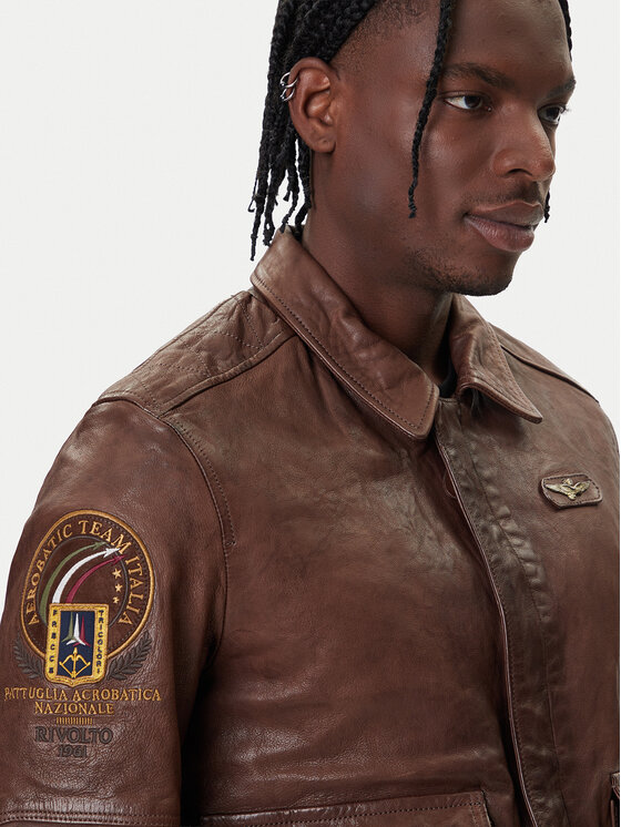 Aeronautica Militare Aeronautica Militare Usnjena jakna 252PN0963U100839 Rjava Regular Fit