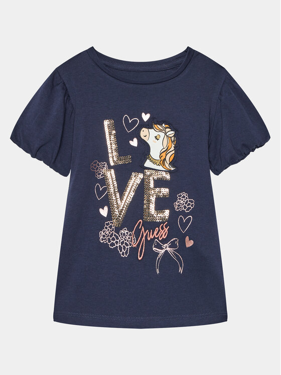 Guess Guess T-Shirt K4RI16 K6YW4 Tmavomodrá Regular Fit