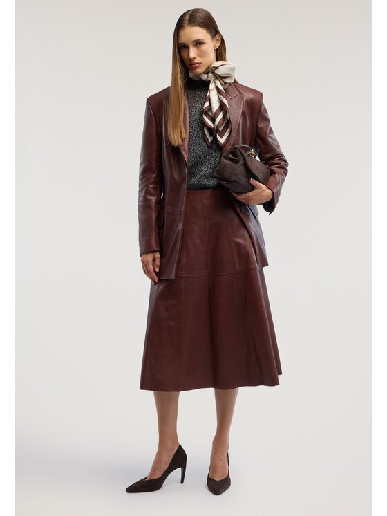 Trussardi Trussardi Spódnica skórzana 1300A000688N077 Brązowy A-Line Fit
