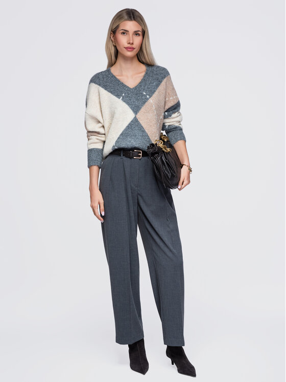 Ombre Ombre Svetr OW-SW-E0017 Šedá Relaxed Fit