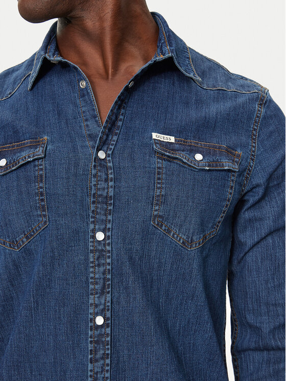 Guess Guess Jeanshemd M4YH02 D3PF6 Dunkelblau Classic Fit