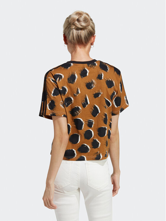 adidas adidas T-Shirt Essentials 3-Stripes Single Jersey Crop Top IC0762 Καφέ Loose Fit