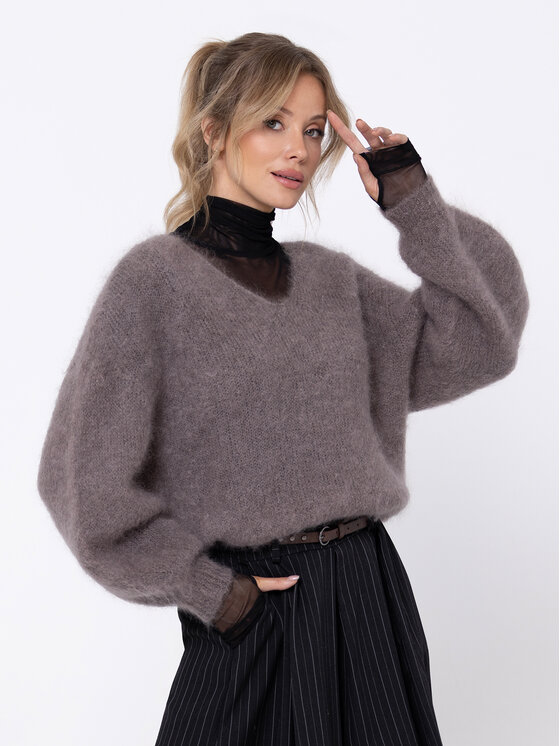 Miss LK Miss LK Sweter MISSLKS Brązowy Oversize