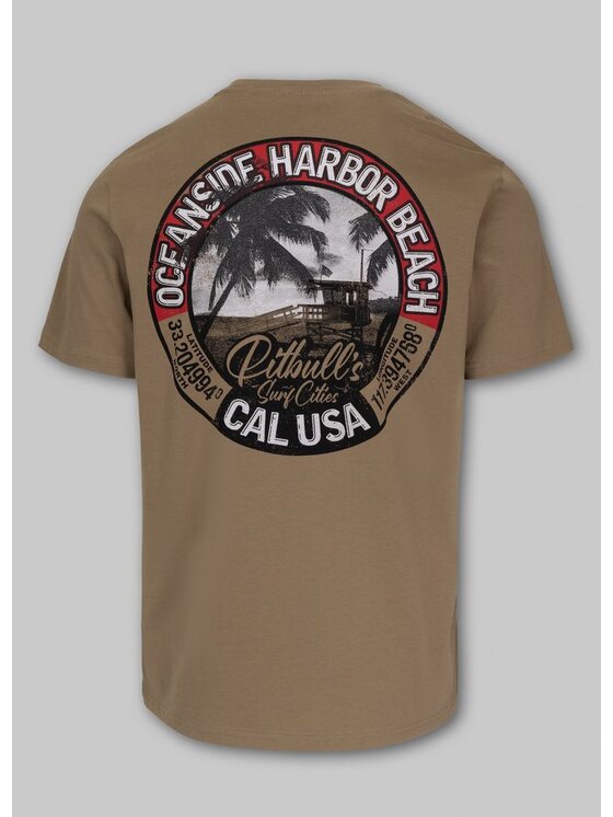 PITBULL PITBULL T-Shirt Koszulka męska OCEANSIDE L Beżowy Regular Fit