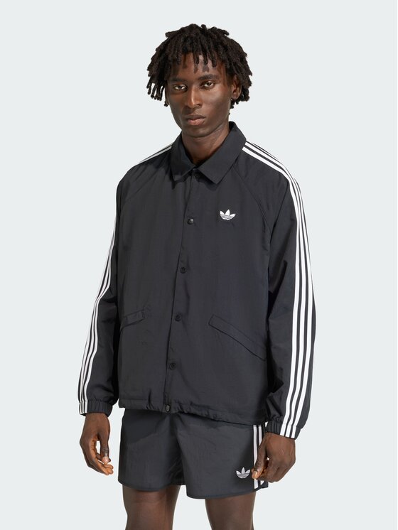 adidas adidas Kurtka przejściowa 3-STRIPES COACH Czarny Loose Fit