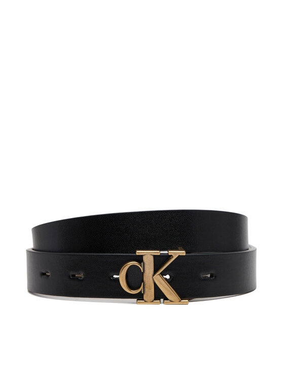 Curea de Damă Calvin Klein Jeans Monogram Placque Buckle 25Mm Rev LV04K7005G Negru