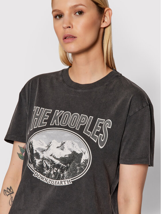 The Kooples The Kooples T-Shirt Print FTSC23030K Szary Regular Fit