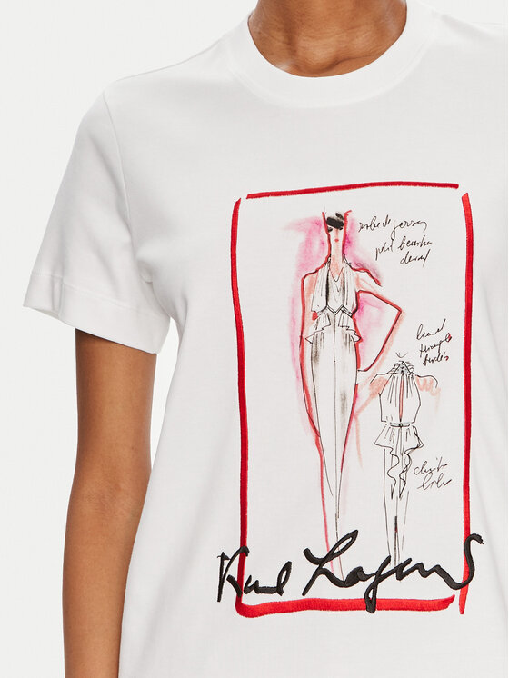 KARL LAGERFELD KARL LAGERFELD T-Shirt 245W1713 Biały Regular Fit