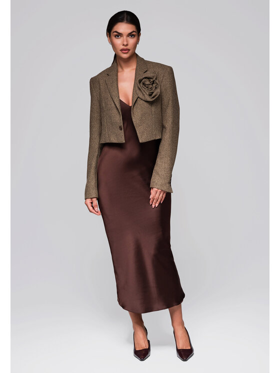 Ombre Ombre Marynarka LW-BLZB-0100 Beżowy Regular Fit