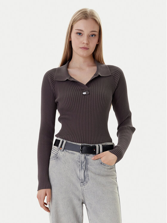 Tommy Jeans Tommy Jeans Sveter DW0DW22036 Hnedá Slim Fit