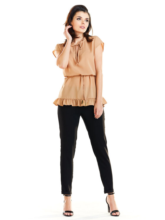 Awama Awama Bluzka A269 Brązowy Basic Fit
