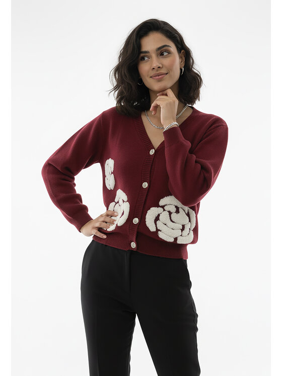 FIGL FIGL Kardigán M1275 Bordová Regular Fit