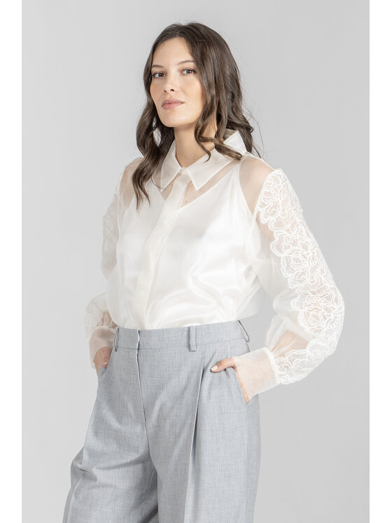 Deni Cler Milano Deni Cler Milano Koszula T-DC-1442-F2-80-11-1 Kremowy Regular Fit