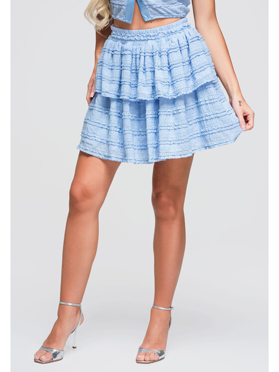 Ombre Ombre Spódnica mini OW-GL-E0014 Niebieski Slim Fit