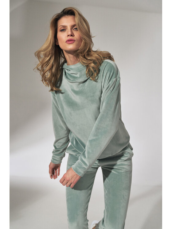 FIGL FIGL Spodnie damskie M746 Zielony Regular Fit