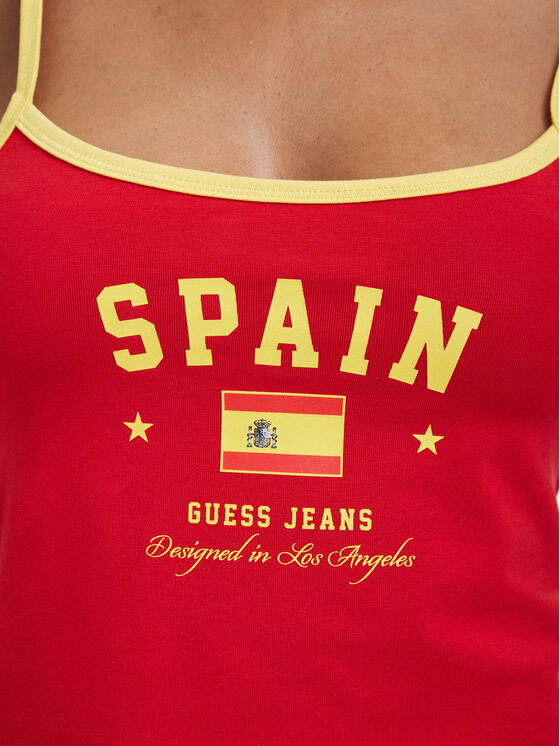 Guess Jeans Guess Jeans Top W6YP20 K4202 Rdeča Slim Fit