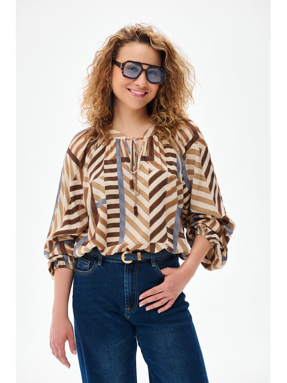 blue shadow blue shadow Bluzka Zora Beżowy Regular Fit