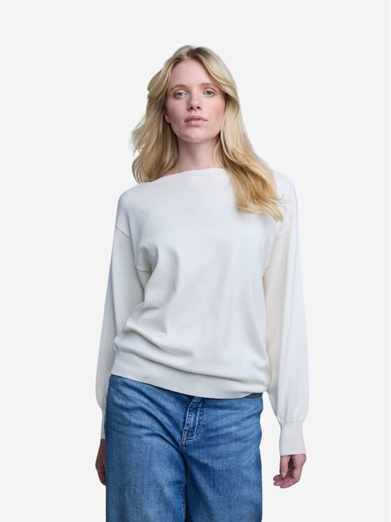 ICHI ICHI Maglione IHLULS BOAT NECK LS Bianco Loose Fit