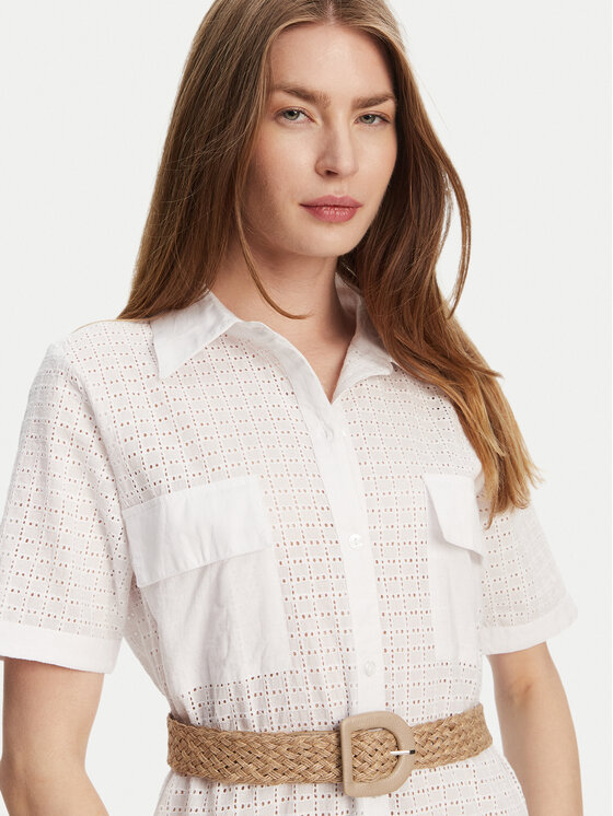 Selmark Selmark Φόρεμα πουκάμισο BC133 Λευκό Regular Fit