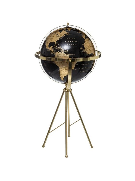 MIAhome MIAhome Globus czarno-złoty na trójnogu 75 cm Czarny