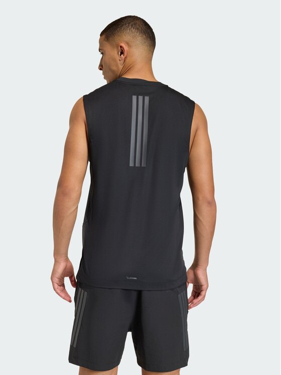 adidas adidas Тениска от техническо трико D4T Primelift 3 Stripes KD0373 Черен Slim Fit