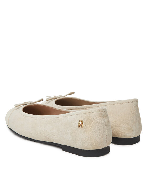Tommy Hilfiger Tommy Hilfiger Balerīnas Toe Cap Suede Ballerina FW0FW08909 Bēšs