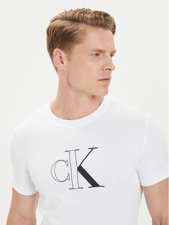 Calvin Klein Jeans Calvin Klein Jeans Marškinėliai Outline Monologo J30J325678 Balta Slim Fit