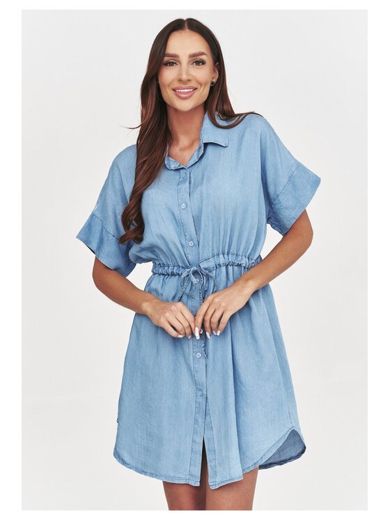 Makadamia Makadamia Sukienka jeansowa C57 Niebieski Loose Fit