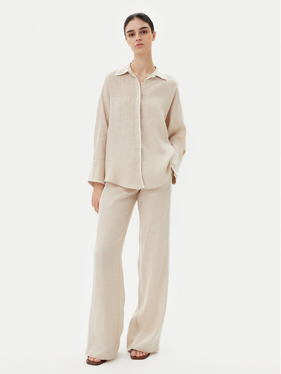 ICONA ICONA Košile RP5LE003 Béžová Relaxed Fit