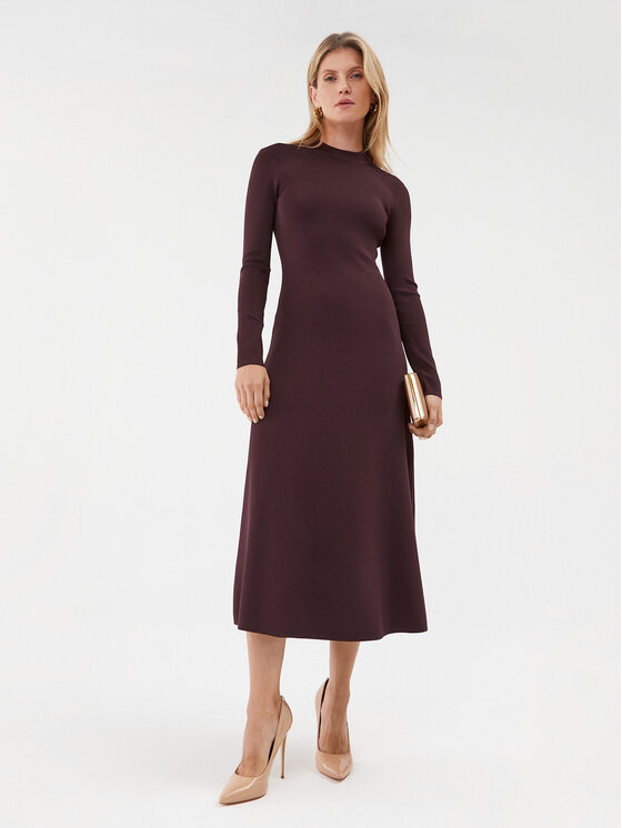 IVY OAK IVY OAK Džemper haljina Kornelia IO1123F3120 Tamnocrvena Slim Fit