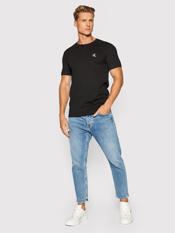 Slim Jeans T-Shirt Calvin Fit Tee J30J314544 Essential Shirt Klein Schwarz